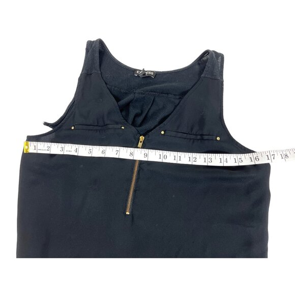 Express Medium Black Sleeveless Top 1/4 Zipper Front 21h - Picture 8 of 11